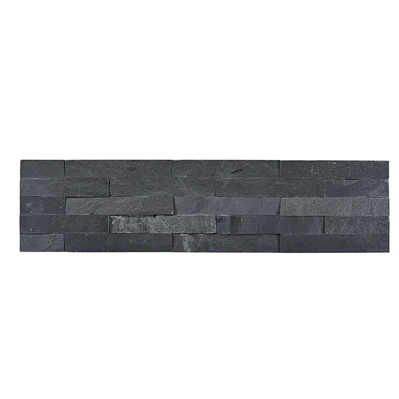 Natural Black Slate Split Ledgestone Wall Stacked Cladding Panel