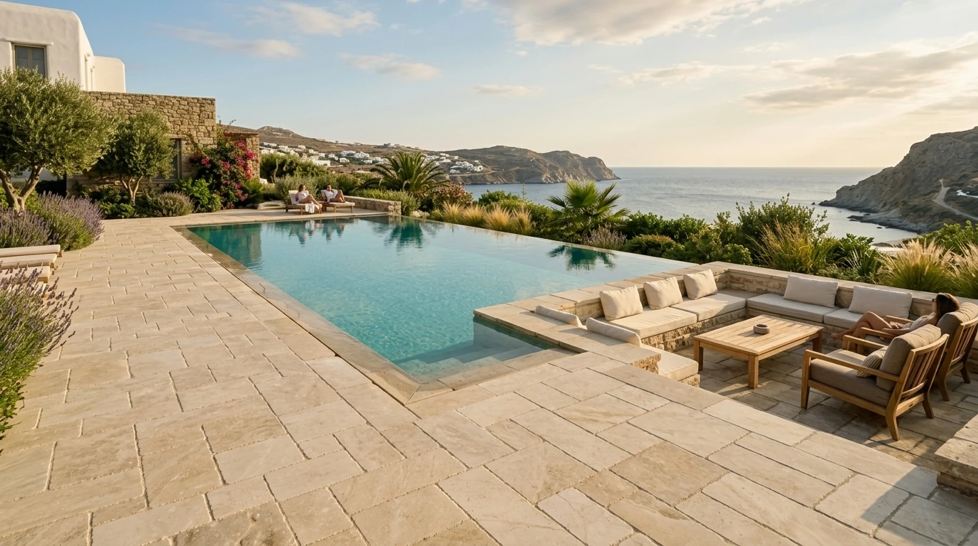 Resort Swimming Pool Deck and Sunken Patio Pavers