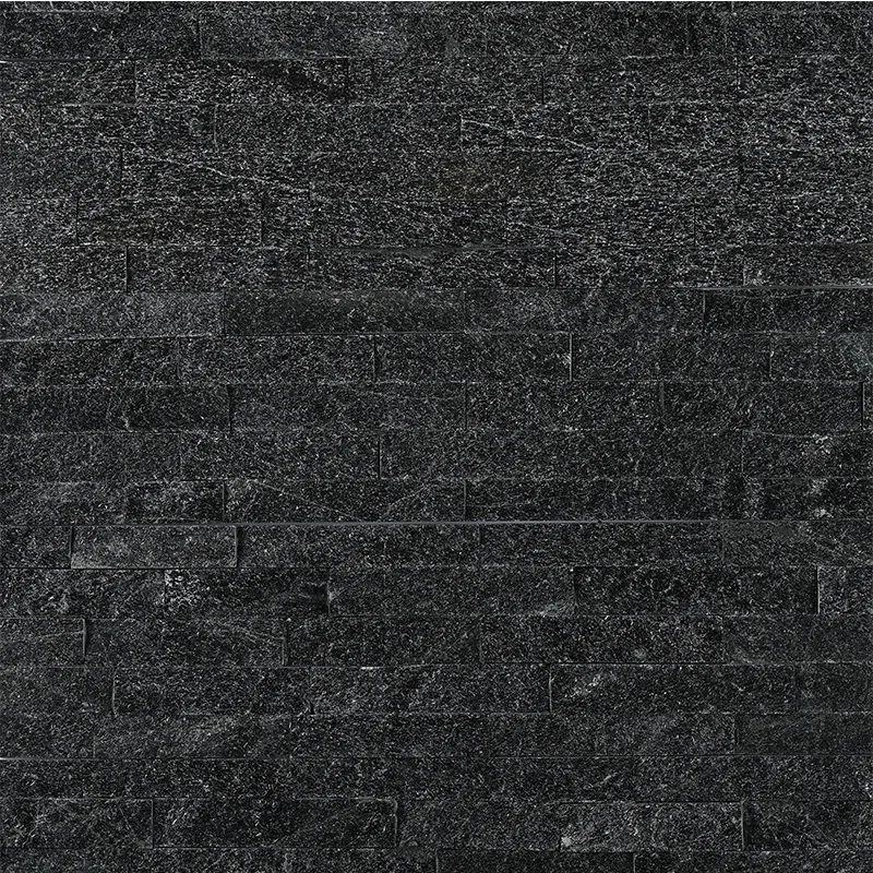 Black Quartz Stacked Stone Panel