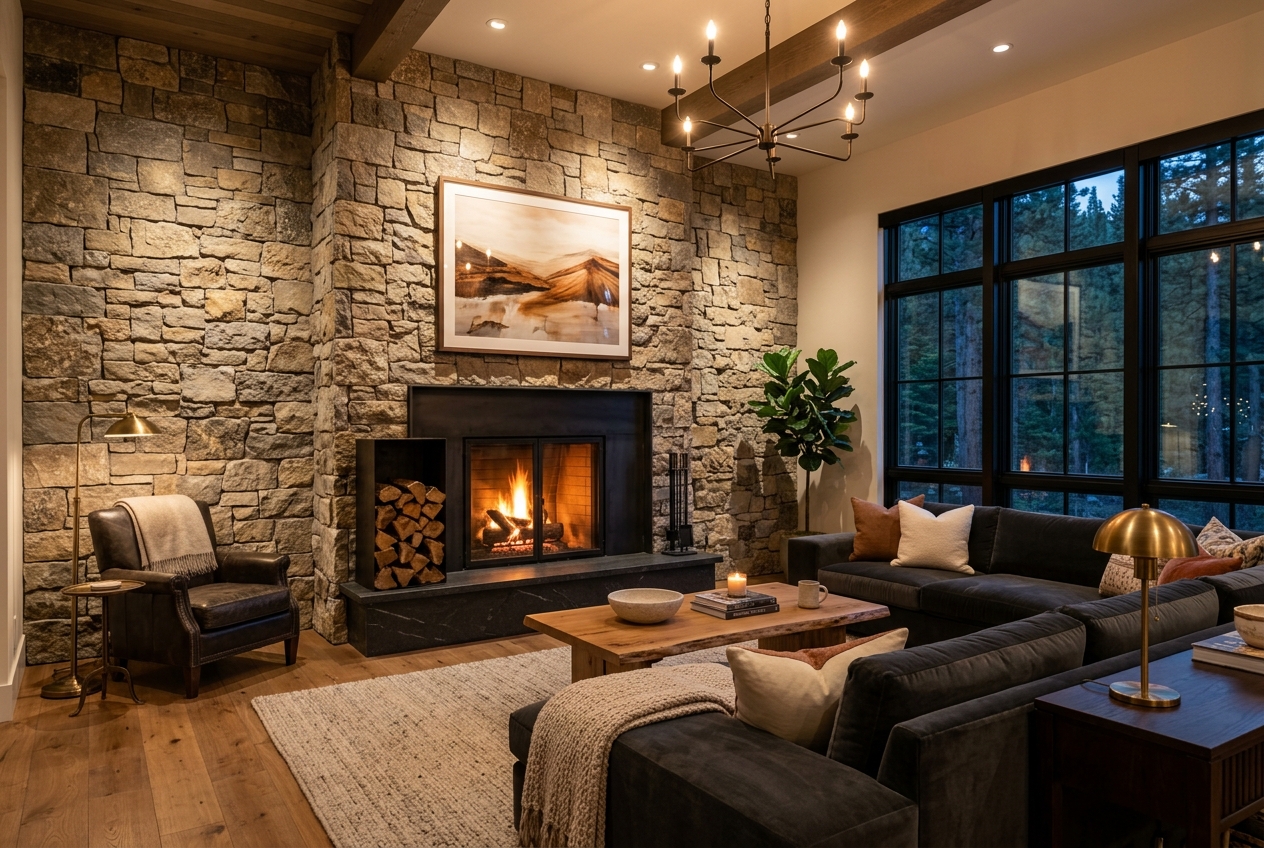 Stone Fireplace Surrounds for Living Room