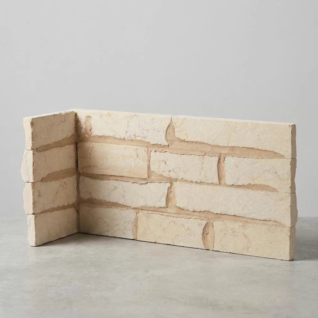 Cream Beige Stacked Stone Veneer Corner Panel