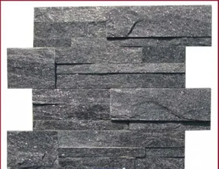 Natural Black Quartzite Stacked Stone Panel