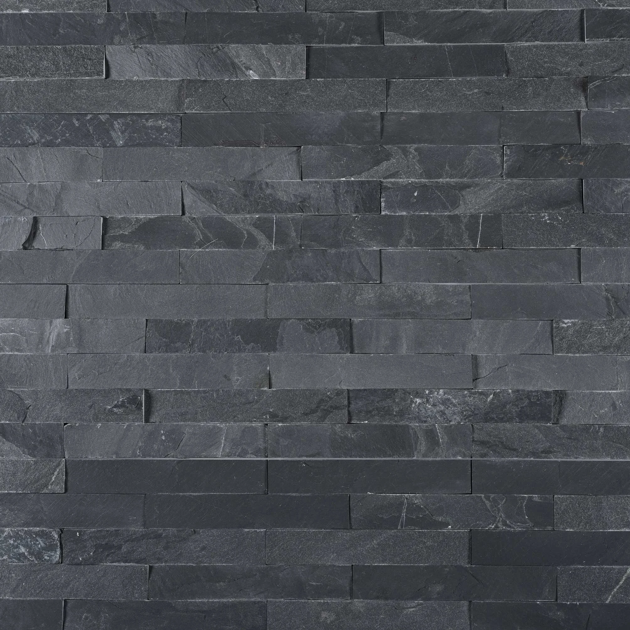 Natural Black Slate Split Ledgestone Wall Stacked Cladding Panel