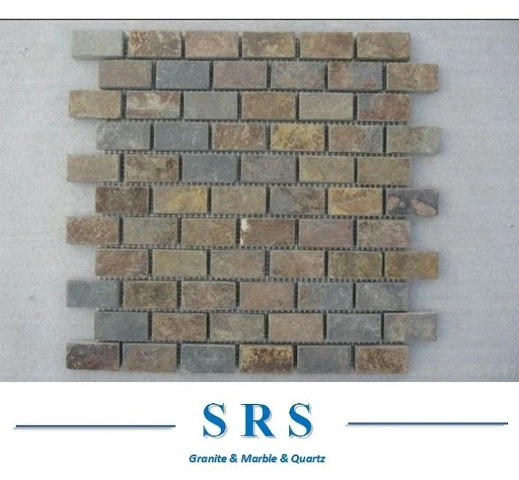Natural Mixed Color Slate Mosaic Wall Cladding